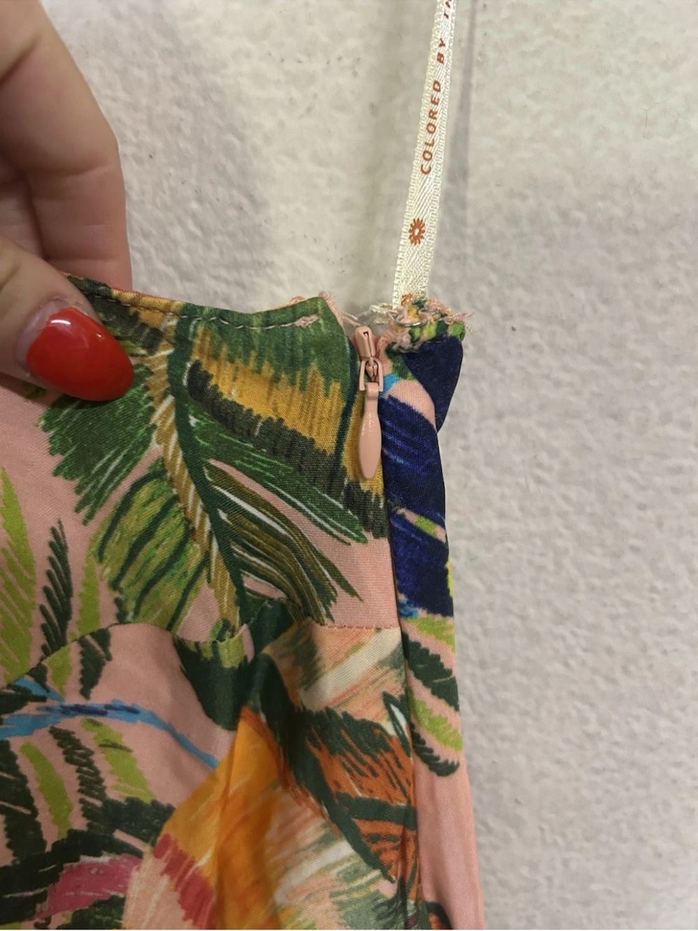 FARM Rio Macaw Leaves One Shoulder Fringe Midi Dress XL Parrot Tropical Rare - Picture 9 of 15